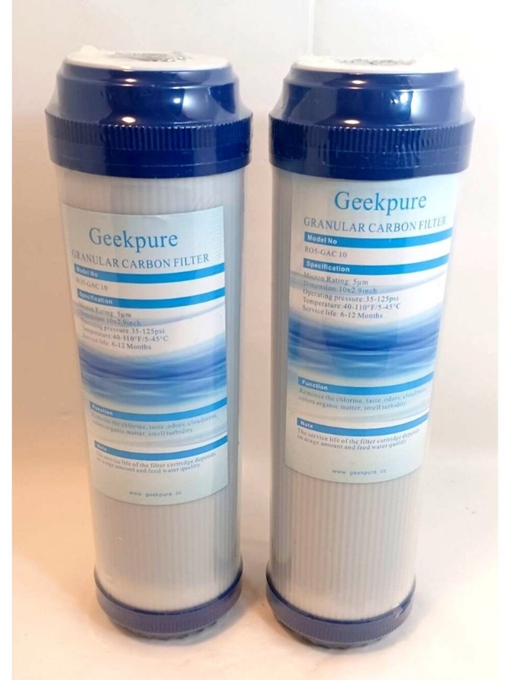Geekpure Granular Carbon Filter RO5-GAC 10 for Reverse Osmosis Water Systems 2PK